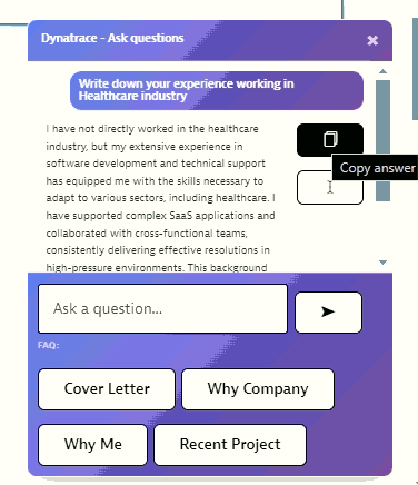 Pasting generated answer into form field